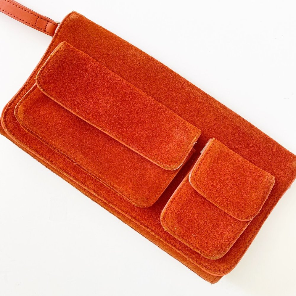 Burnt Orange Suede Clutch/Wristlet, Banana Republic